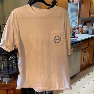 Vineyard Vines White Tee with Blue Logo Pocket